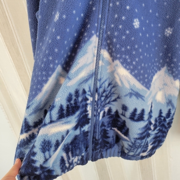 Vintage Blair Fleece Jacket‎ Mountains Winter Graphic Blue Size SML Medium - Picture 3 of 10